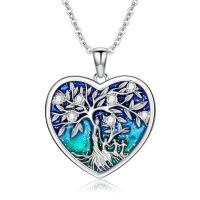 wholesale 925 Sterling Silver Heart Pendant Necklace Tree Of Life-Mother and 3 Child