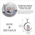 wholesale 925 Sterling Silver Moon Pendant with Colorful Cubic Zirconia - Mother and Child Design Necklaces Gifts for Women Girls-0-4