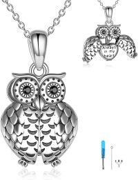 wholesale Sterling Silver & Hypoallergenic Owl Keepsake Urn Locket Pendant Necklace for Ashes, Engraved Always in My Heart - Pet & Human Memorial Jewelry Gift-Style B