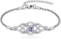 wholesale 925 Sterling Silver Irish Birthstone Celtic Knot Infinity Bracelet-06-Jun-Alexandrite
