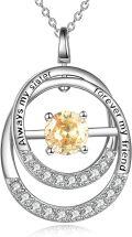 wholesale TOUPOP Sister Gifts From Sister Sterling Silver Double Circle Citrine Pendant Necklace With November Birthstone Jewerly Always My Sister Forever My Friend Birthday Christmas Gifts For Women Friends -0-0