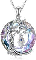 wholesale  Sterling Silver Evil Eye Necklace with Crystal Tree of Life Pendant -0-0