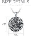 wholesale 925 Sterling Silver Round Celtic Knot Masonic G Pendant Necklace-0-1