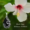TOUPOP Sterling Silver Black Onyx Daisy Hibiscus Lotus Rose Peony Sunflower Pendant Necklace-0-2