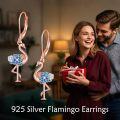 wholesale 925 Sterling Silver Plated Rose Gold Flamingo Flower Leverback Drop Earrings for Women Girls  4cm Long-0-1