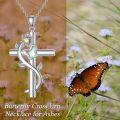 wholesale TOUPOP Mothers Day Gifts For Mom Urn Necklace For Ashes 925 Sterling Silver Butterfly Cross Necklace Cremation Jewelry For Ashes Memorial Pendant Jewelry Gifts For Women -0-4