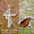 TOUPOP Sterling Silver Butterfly Cross Cremation Ash Memorial Pendant Jewelry-0-4