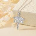 wholesale 925 Sterling Silver Platinum Plated Rn Caduceus Nurse Pendant Necklace With Lab Created Moissanite-0-1