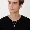 wholesale 925 Sterling Silver Compass Pendant Necklace Wholesale With Blue Inlay-0-8