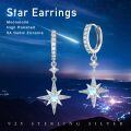 wholesale 925 Sterling Silver Star Opal Hoop Huggie Earrings for Women Girls  Set Minimalist Fashion Accessories Lightweight Hypoallergenic Nickel Free Safe (Star)-0-5