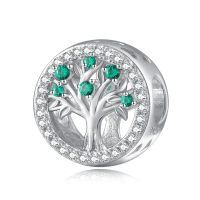 wholesale 925 Sterling Silver Tree of Life Birthstone Charms for Bracelets-05 May - Emerald