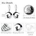 wholesale 925 Sterling Silver Moon Black Cat Drop Earrings for Women-0-3