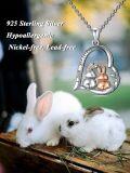 wholesale 925 Sterling Silver Bunny Love Forever Heart Pendant Necklace-0-5
