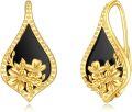 wholesale 925 Sterling Silver Black Onyx Tulip Leverback Earrings - Floral  for Women-0-0