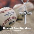wholesale 925 Sterling Silver Baseball Cross Pendant Necklace  for Men & Women-0-4