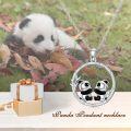 wholesale 925 Sterling Silver Double Pandas Bamboo Circle Pendant Necklace Gift for Women Girls Mother's Day Jewelry-0-3