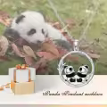 wholesale 925 Sterling Silver Double Pandas Bamboo Circle Pendant Necklace Wholesale Gift for Women Girls Mother's Day Jewelry-0-3