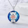 wholesale 925 Sterling Silver Bear with Roses Pendant Necklace-0-1