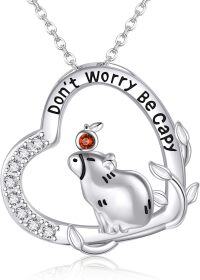 wholesale 925 Sterling Silver Capybara Pendant Necklace for Women Girls Mom Daughter Gifts Jewelry Accessories-Capybara