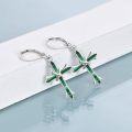 wholesale Sterling Silver Opal Cross Abalone Shell Dangle Drop Leverback Earrings-0-19