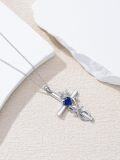 wholesale 925 Sterling Silver Birthstone Dragonfly Cross Pendant Necklace for Women-0-4