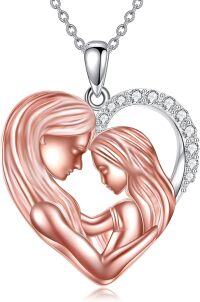 wholesale 925 Sterling Silver Heart-Shaped Mother and Child Pendant Necklace - Perfect Gift for Mom or Grandma-Mom Necklace