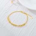 wholesale 18k Gold Bracelet Braided Chain Faceted Oval Beads Heart Charm For Women-0-2