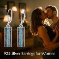 wholesale 925 Sterling Silver Turquoise Wood Bar Earrings, 6mm, Hypoallergenic, Nickel-Free, Lightweight, Gift for Women-0-4