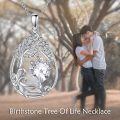 wholesale Sterling Silver Yellow Gold Plated Gemstone Tree of Life Pendant Necklace-0-130