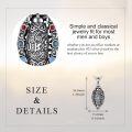 wholesale 925 Sterling Silver Multi-Color Gemstone Pendant Necklace with Religious Figures and Swirl Design for Men Women-0-4
