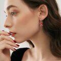 wholesale 925 Sterling Silver Red Cardinal Heart Drop Earrings s for Women-0-1
