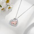 wholesale 925 Sterling Silver Rose Gold Plated Horse & Rider in Heart Shape Pendant Necklace with Cubic Zirconia Stones-0-2