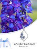 wholesale 925 Sterling Silver Blue Enamel Floral Drop Pendant Necklace for Women s-0-1