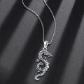 wholesale 925 Sterling Silver Dragon Pendant Necklace for Men Women Valentines Day Gifts-0-2