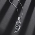 wholesale 925 Sterling Silver Dragon Pendant Necklace for Men Women Valentines Day Gifts-0-2