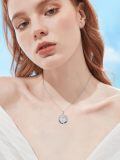 wholesale 925 Sterling Silver Dolphin Moonstone Ocean Wave Pendant Necklace For Women-0-2