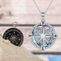 wholesale 925 Sterling Silver Compass Necklace for Women with Crystal Pendant Jewelry Graduation Gift for Teen Girls-0-71