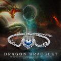 wholesale 925 Sterling Silver Heart-Shaped Blue Crystal Celtic Dragon & Wolf Adjustable Bracelet for Women-0-5