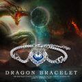 wholesale 925 Sterling Silver Heart-Shaped Blue Crystal Celtic Dragon & Wolf Adjustable Bracelet for Women-0-5