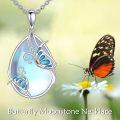 wholesale 925 Sterling Silver Blue Moonstone Butterfly Pendant Necklace for Women-0-2