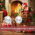 wholesale 14K Gold White Freshwater Pearl Drop Earrings with Diamonds-0-1