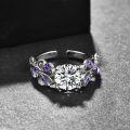 wholesale  Sterling Silver Birthstone Adjustable Open Ring for Women -0-2