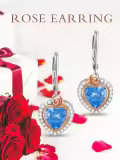 TOUPOP Sterling Silver Crystal Roses Flower Dangle Drop Earrings-0-5