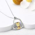 wholesale 925 Sterling Silver Giraffe Heart Pendant Necklace for Women Animal Lovers Gift-0-2