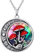 wholesale TOUPOP Mushroom Necklace For Women 925 Sterling Silver Abalone Moon Phase Necklace Mushroom Pendant Jewelry Christmas Gifts For Women -0-0