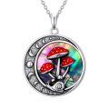 TOUPOP 925 Sterling Silver Abalone Mushroom Moon Phase Necklace Pendant-0-0