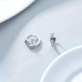 wholesale 925 Sterling Silver Heart-Shaped Purple Stone Studs with Cubic Zirconia Accents - 2 Pcs Set-0-2