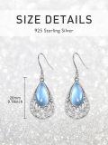 wholesale 925 Sterling Silver Teardrop Blue Moonstone Filigree Leverback Dangle Earrings for Women-0-3