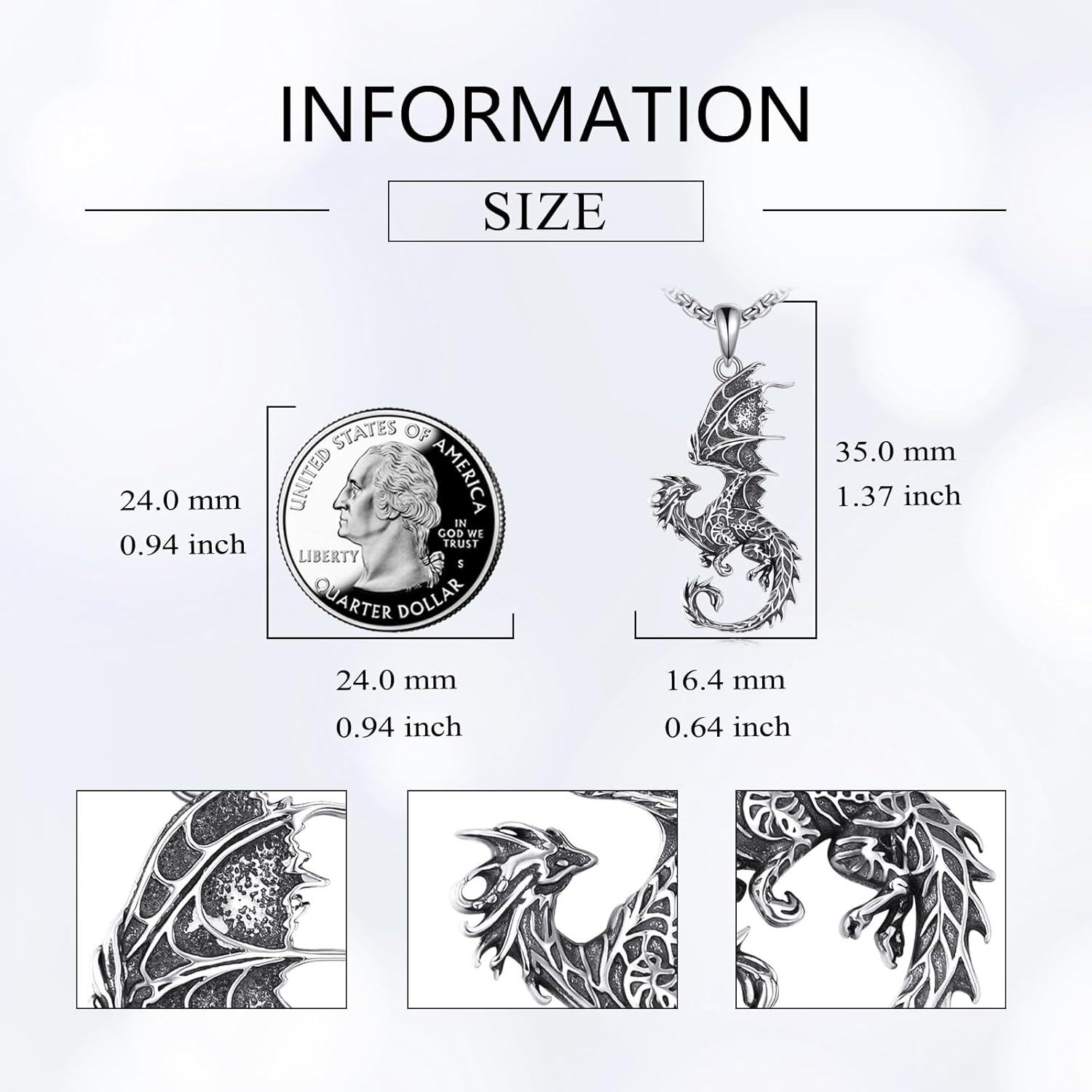 925 Sterling Silver Dragon Triforce Necklace for Men's Gifts-0-4