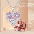 TOUPOP Sterling Silver Tourmaline Celtic Heart Pendant Necklace-0-2